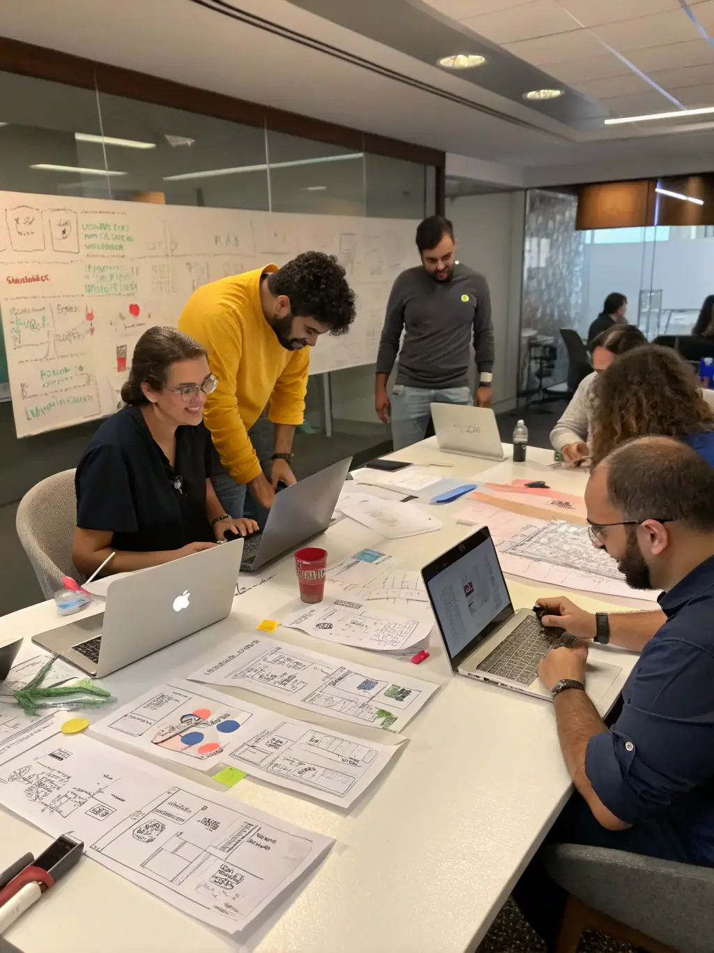 A lively workshop setting with participants engaging in group activities and discussions, representing the Business Growth Workshops.